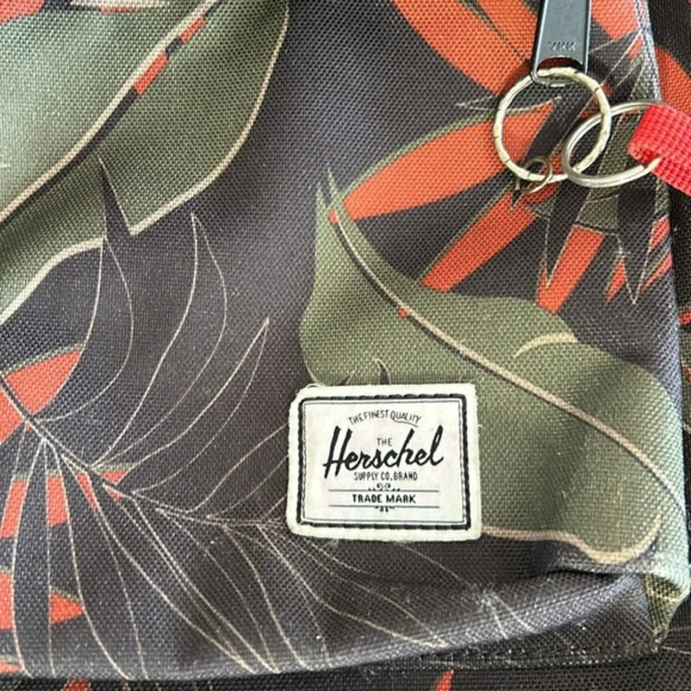 Herschel Supply Co Heritage Backpack Tropical Palm‎ Leaf Print Black Red Green